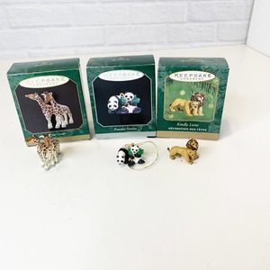 Hallmark Keepsake Ornament Peaceful Pandas Kindly Lions Gentle Giraffes Lot of 3
